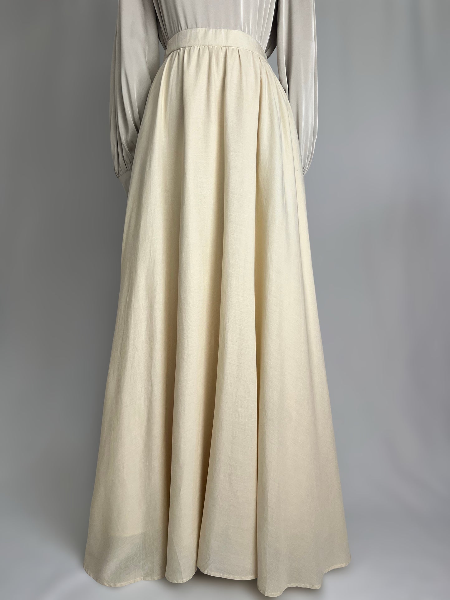 Beige Linen Maxi Skirt