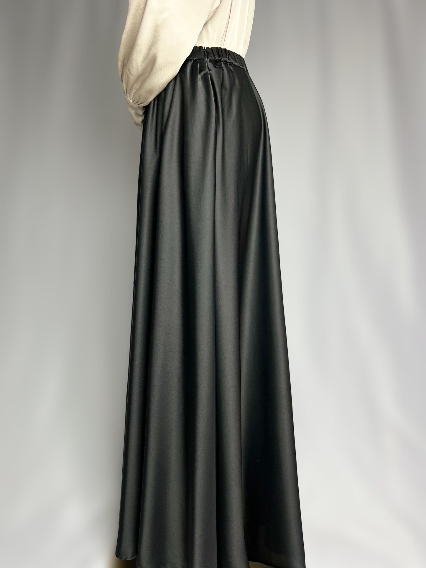 Black Satin Maxi Skirt