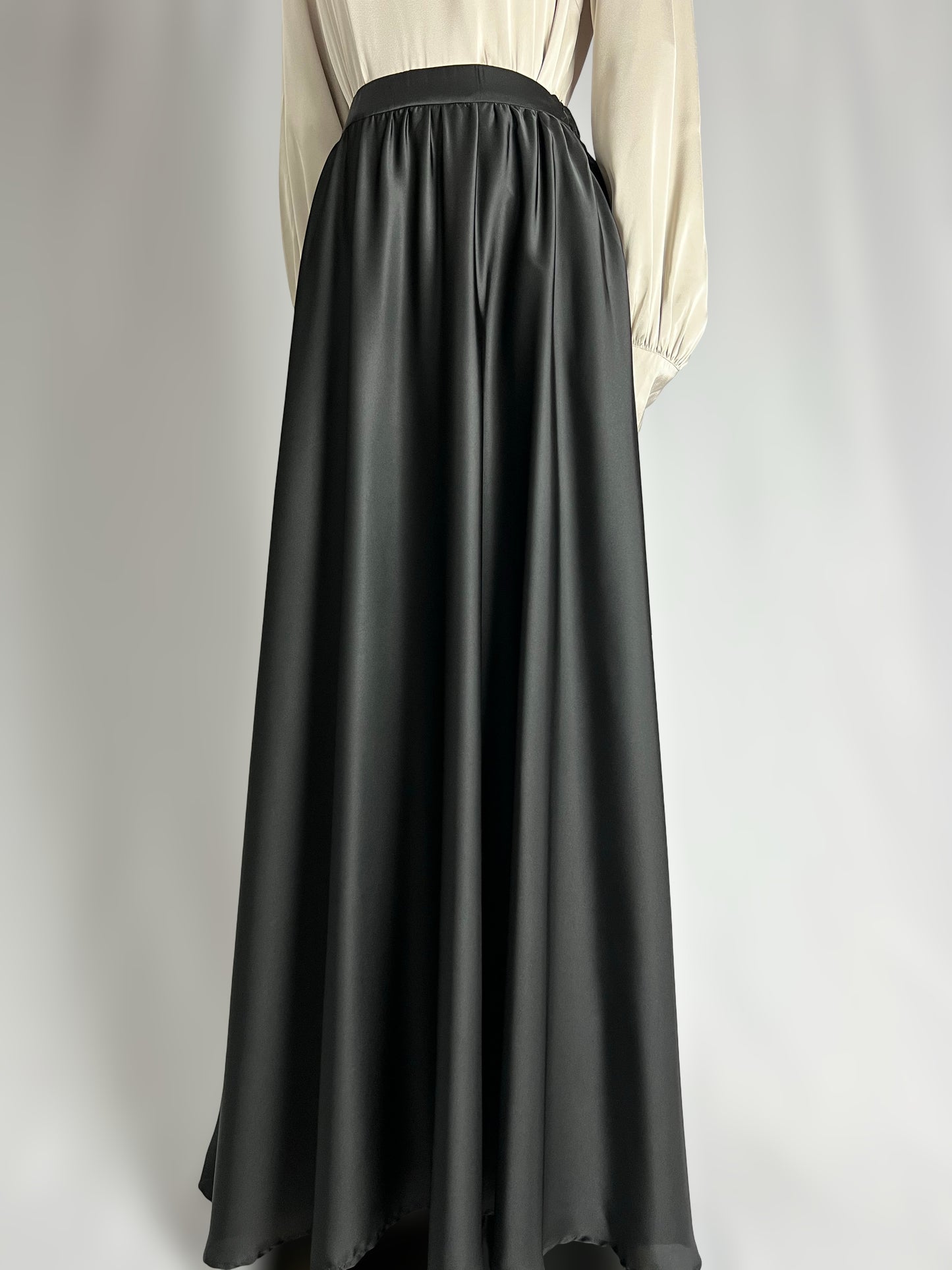 Black Satin Maxi Skirt