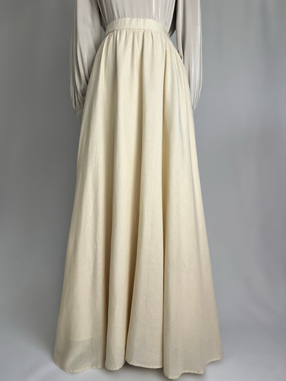 Beige Linen Maxi Skirt