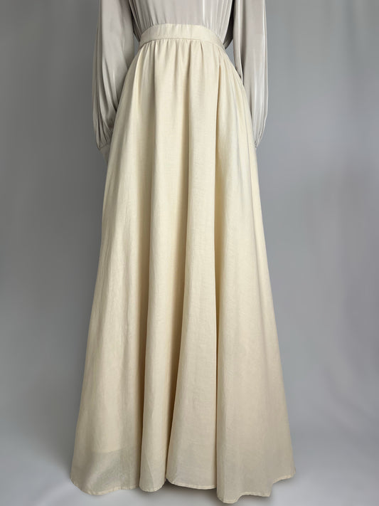 Beige Linen Maxi Skirt