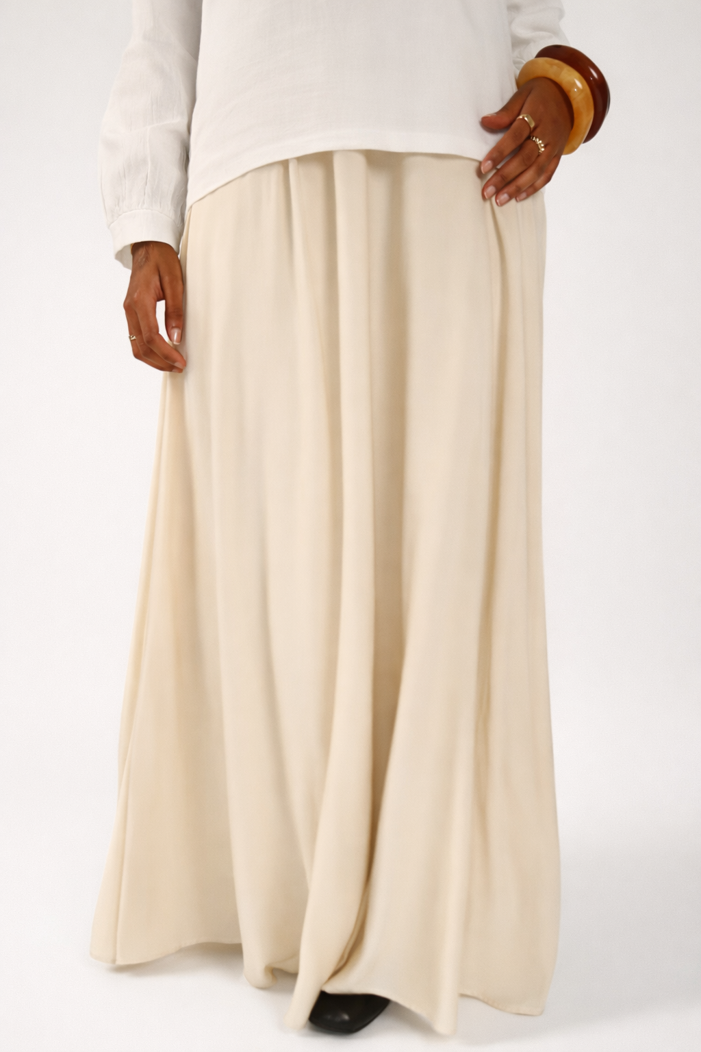 Beige Linen Maxi Skirt