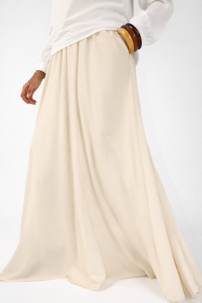Beige Linen Maxi Skirt