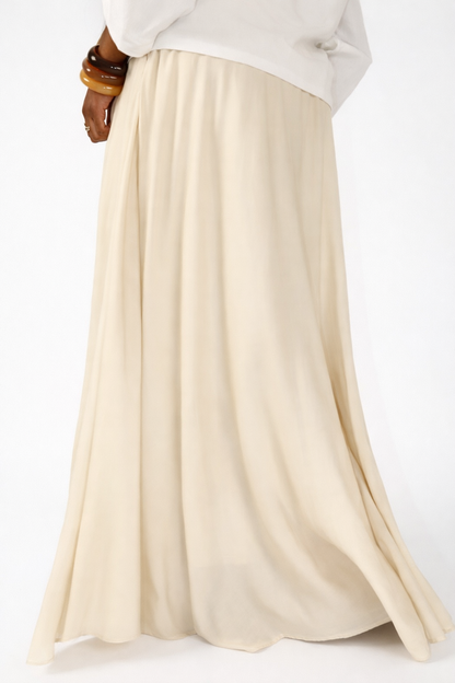 Beige Linen Maxi Skirt