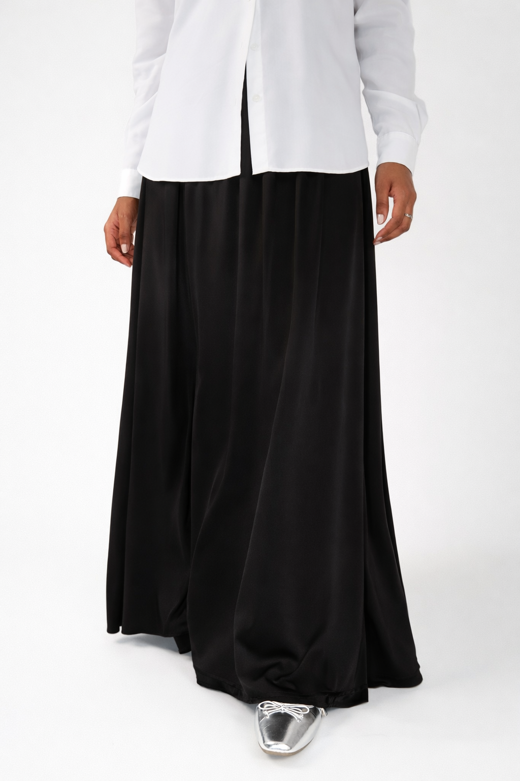 Black Satin Maxi Skirt