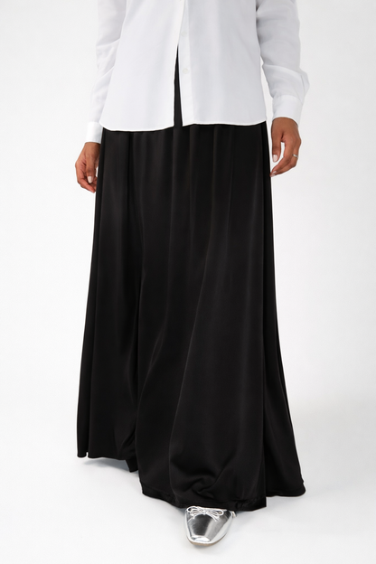 Black Satin Maxi Skirt