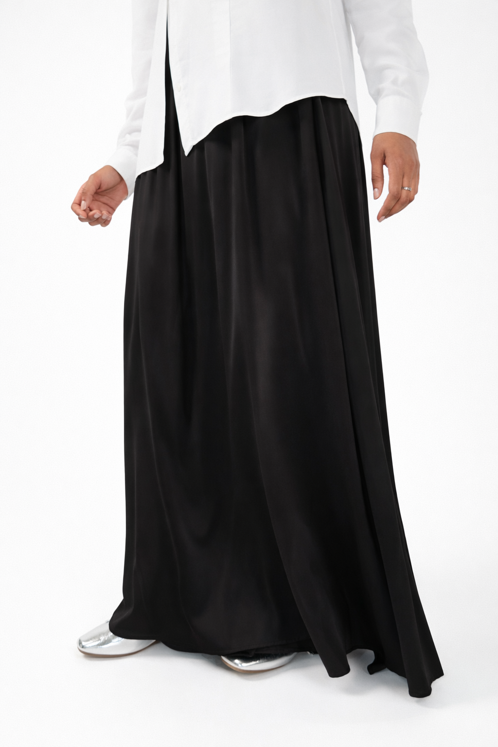 Black Satin Maxi Skirt