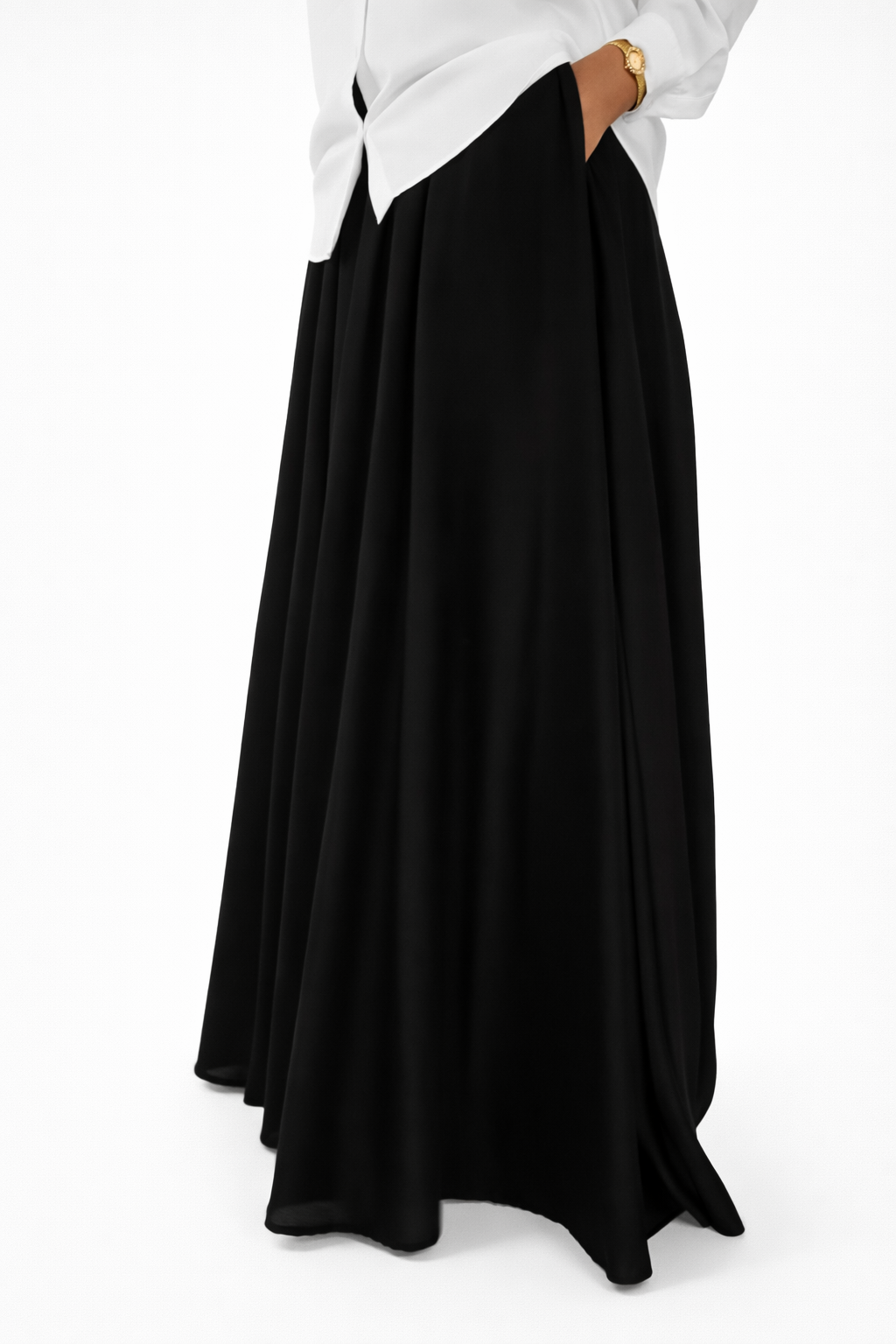 Black Linen Maxi Skirt