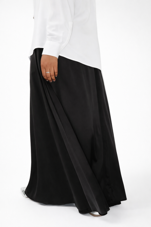 Black Satin Maxi Skirt