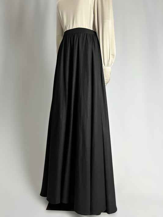Black Linen Maxi Skirt