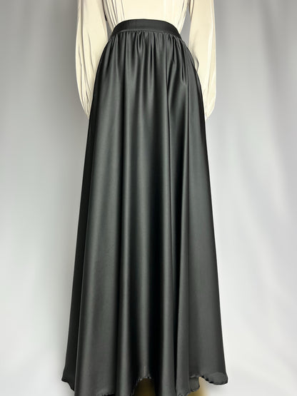 Black Satin Maxi Skirt