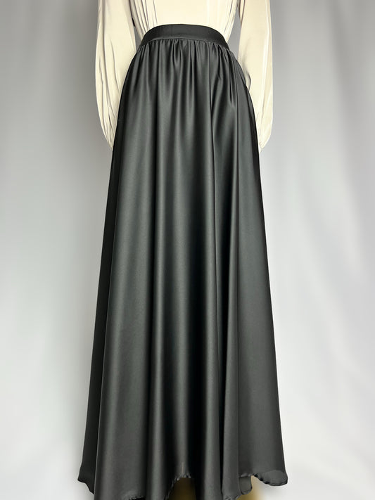 Black Satin Maxi Skirt