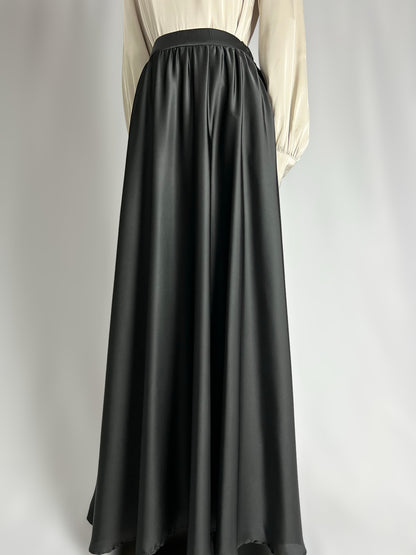 Black Satin Maxi Skirt