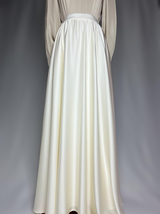 Ivory Satin Maxi Skirt