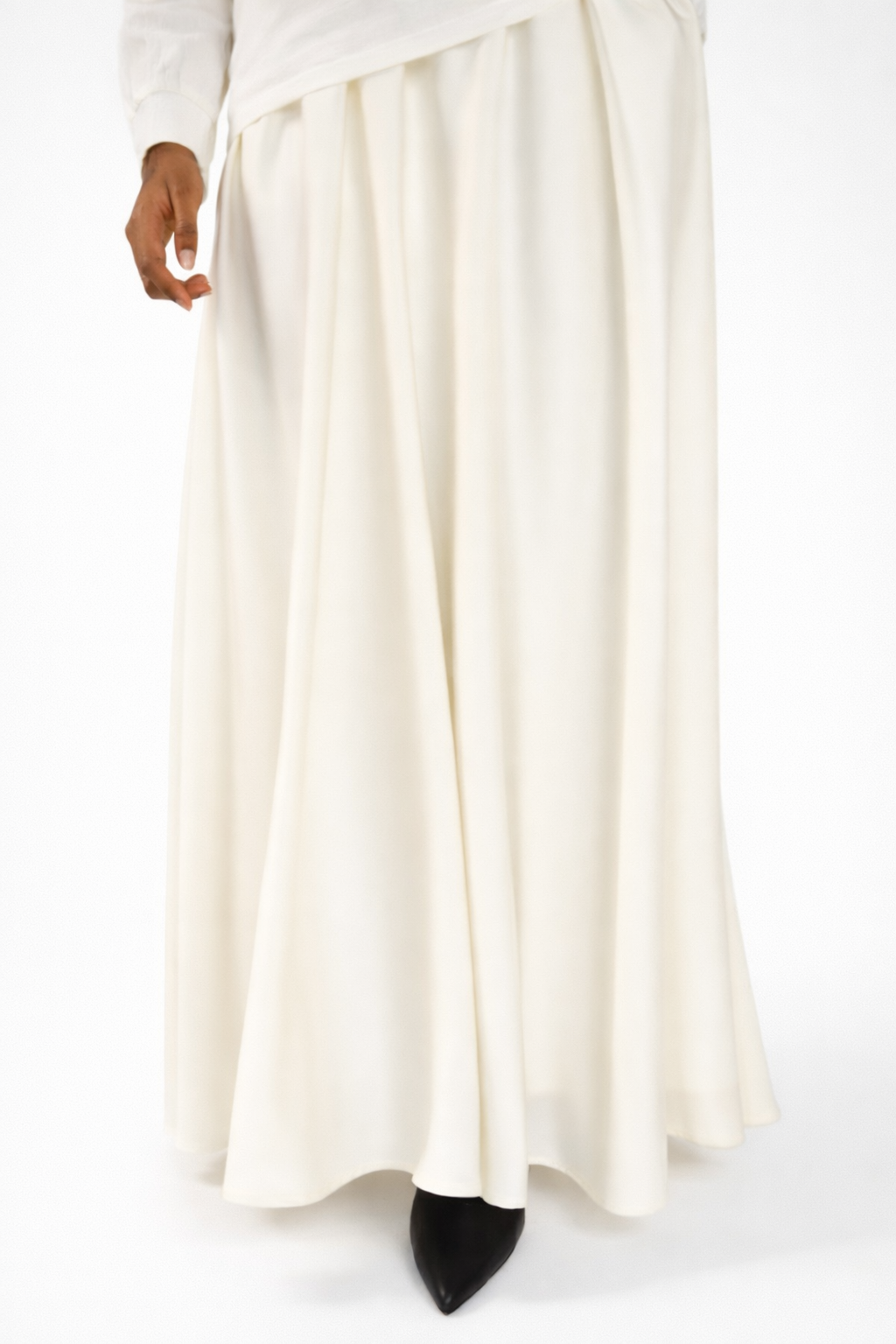 Ivory Satin Maxi Skirt