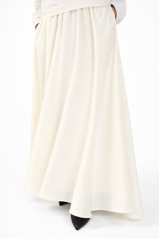 Ivory Satin Maxi Skirt