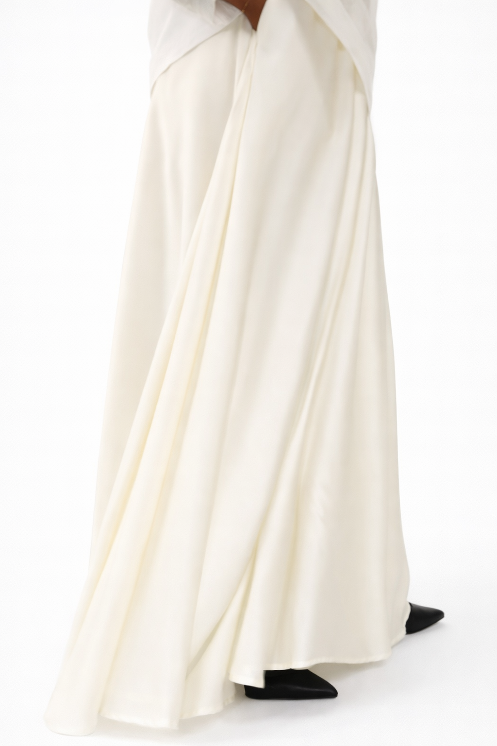 Ivory Satin Maxi Skirt