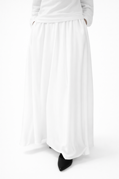 White Satin Maxi Skirt