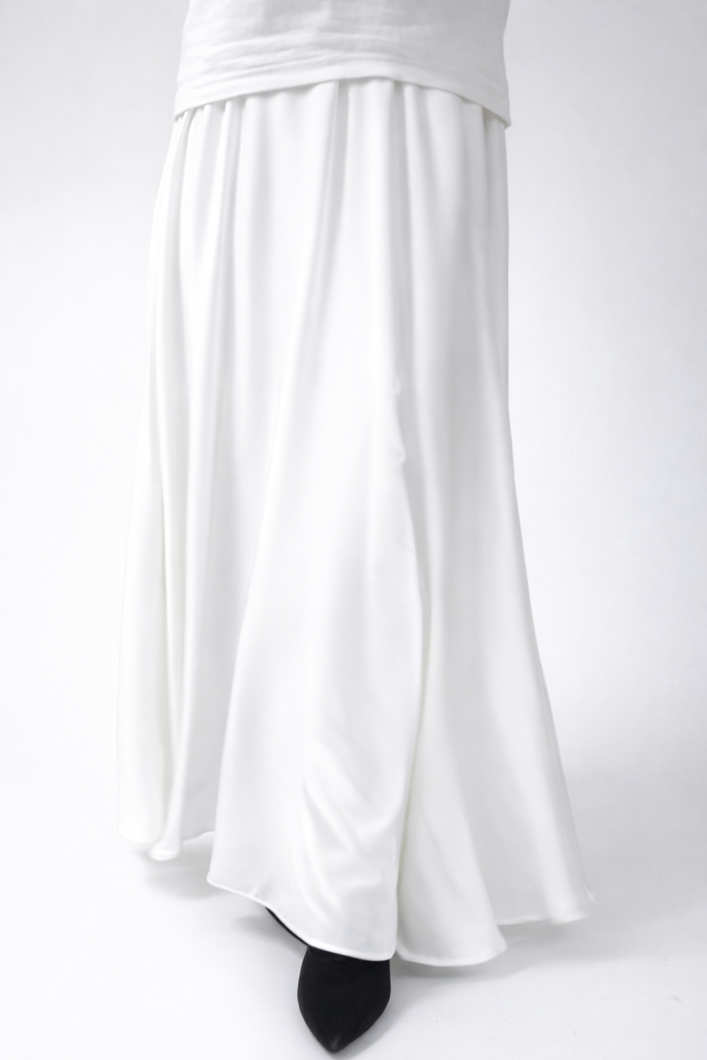 White Satin Maxi Skirt